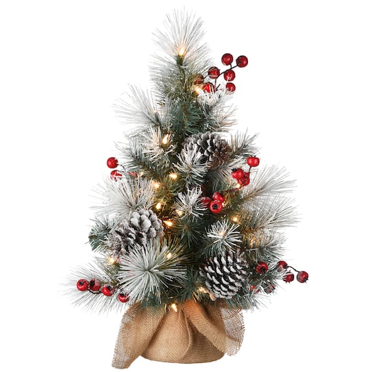 2Ft Pre-Lit Snowy Glacier Pine Artificial Christmas Tree, Warm White LED Lights By National Tree Company in Green | 2 ft | Michaels®